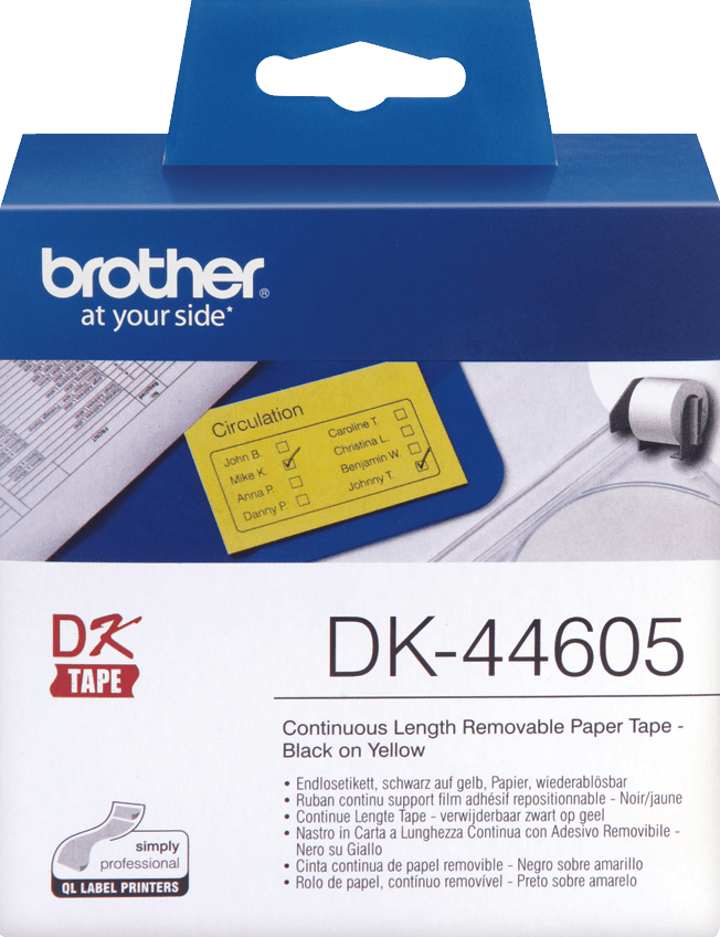 TechWarehouse DK44605 Brother 62mm Continuous Removable Paper Tape Yellow Brother