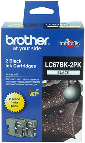 LC67BK2 Brother Black Twin Cartridge Set