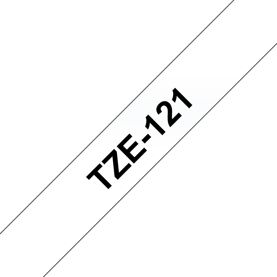 TZe-121 Brother 9mm x 8m Black on Clear Adhesive Laminated Tape