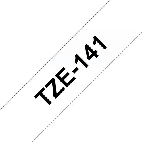 TechWarehouse TZe-141 Brother 18mm x 8m Black on Clear Adhesive Laminated Tape Brother