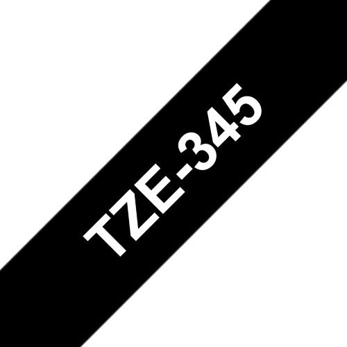 TechWarehouse TZe-345 Brother 18mm x  8m White on Black Adhesive Laminated Tape Brother