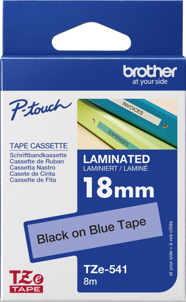 TechWarehouse TZe-541 Brother 18mm x 8m Black on Blue Adhesive Laminated Tape Brother