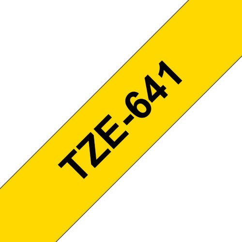 TechWarehouse TZe-641 Brother 18mm x 8m Black on Yellow Adhesive Laminated Tape Brother