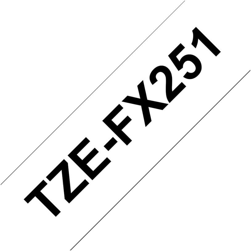 TZe-FX251 Brother 24mm x 8m Black on White Flexi ID Tape