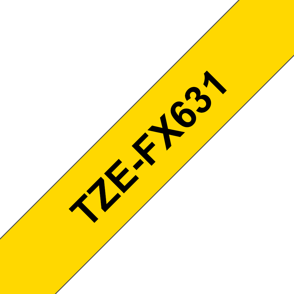 TechWarehouse TZe-FX631 Brother 12mm x 8m Black on Yellow Flexi ID Tape Brother