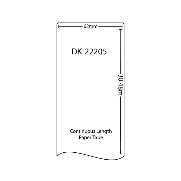 TechWarehouse DK22205 Compatible 62mm Continuous Paper Tape for Brother Compatible for Brother