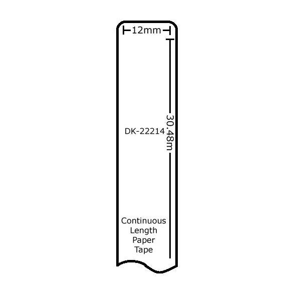 DK22214 Compatible 12mm Continuous Length Paper Tape for Brother