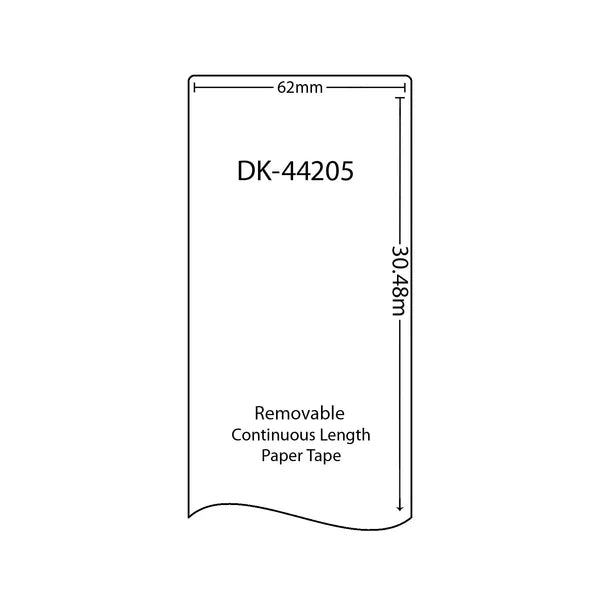 TechWarehouse DK44205 Compatible 62mm White Continuous Removeable for Brother Compatible for Brother