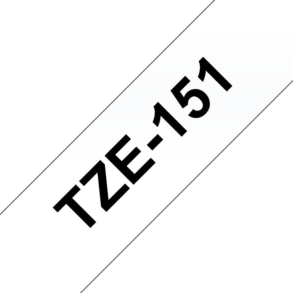 TZe-151 Brother 24mm x 8m Black on Clear Adhesive Laminated Tape