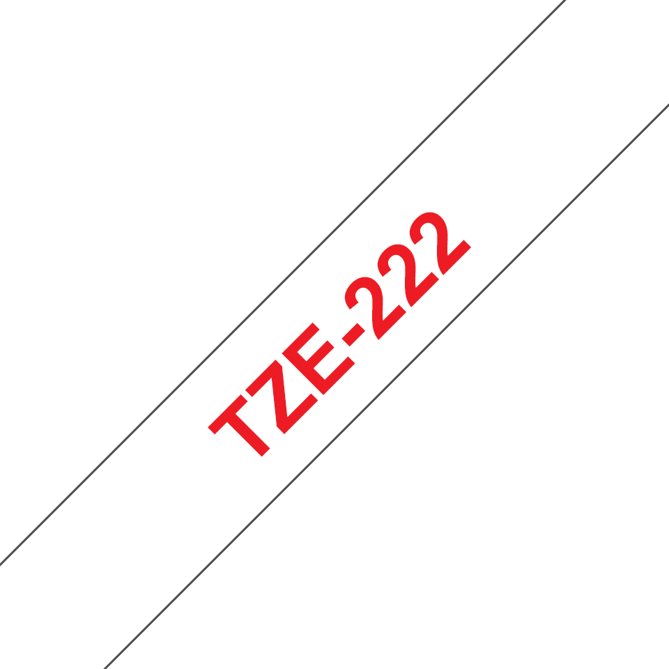 TZe-222 Brother 9mm x 8m Tape Red on White Adhesive Laminated Tape