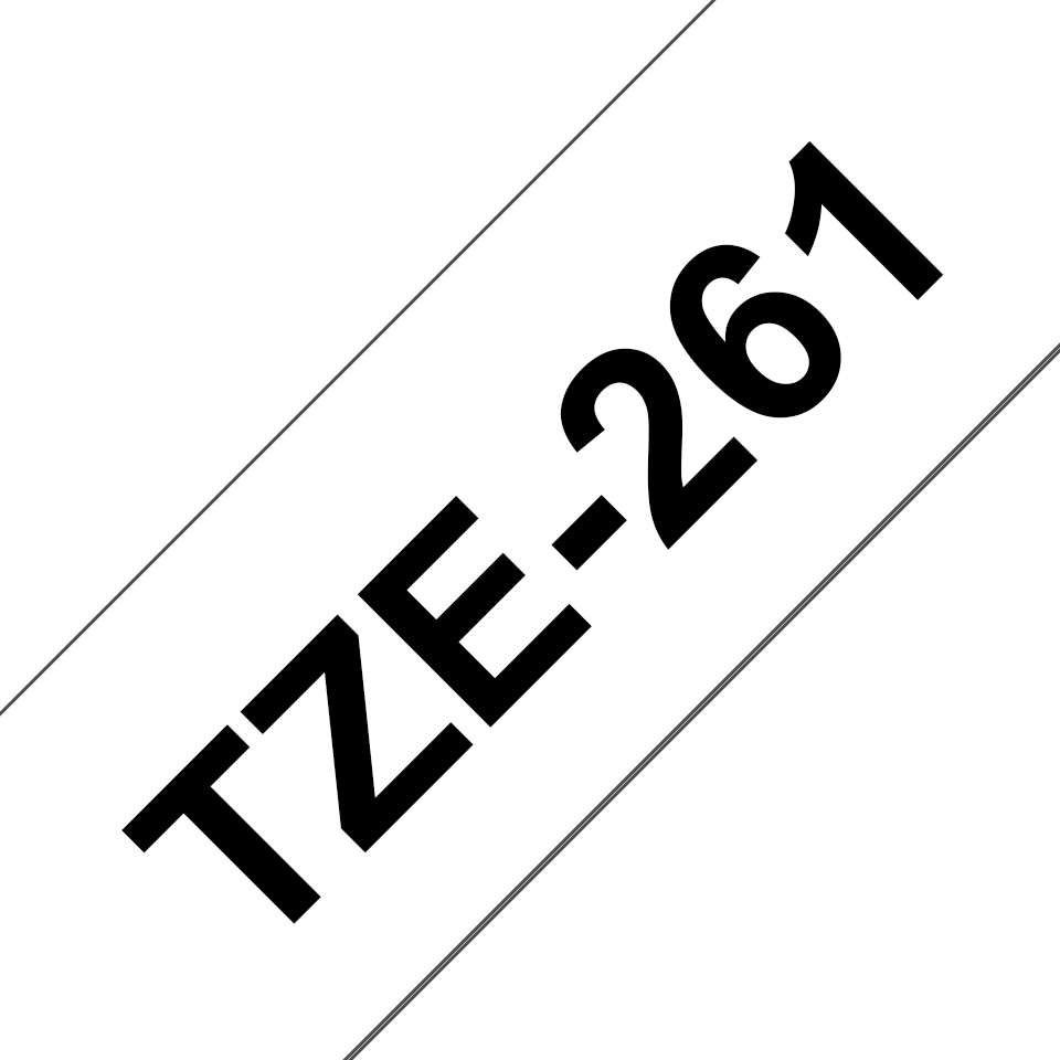 TZe-261 Brother 36mm x 8m Black on White Adhesive Laminated Tape