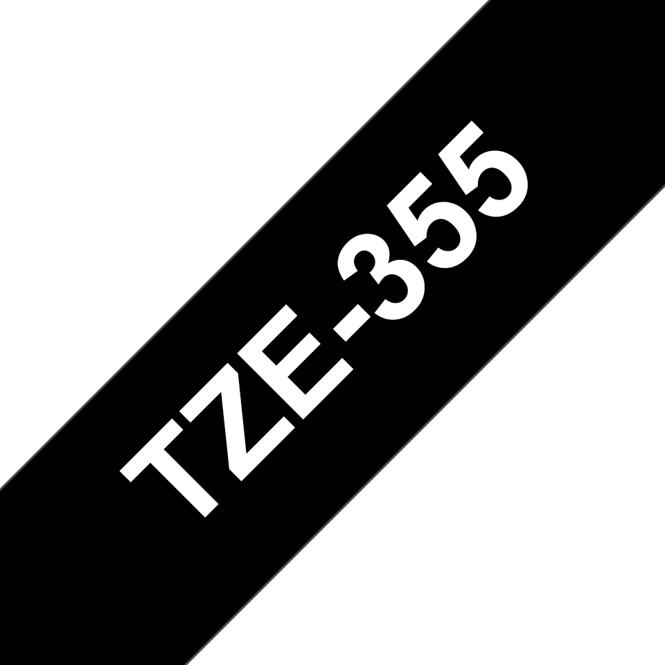 TZe-355 Brother 24mm x 8m White on Black Adhesive Laminated Tape