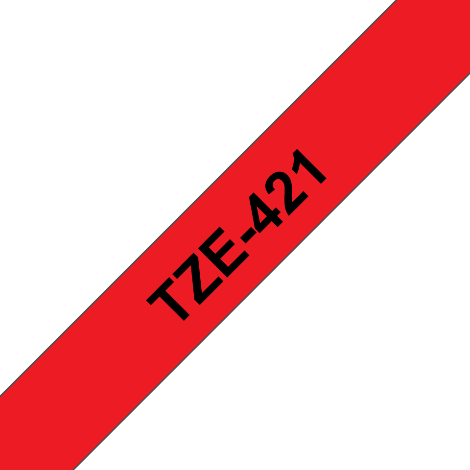 TZe-421 Brother 9mm x 8m Black on Red Adhesive Laminated Tape