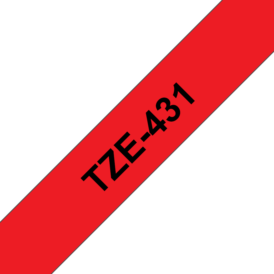 TechWarehouse TZe-431 Brother 12mm x 8m Black on Red Adhesive Laminated Tape Brother