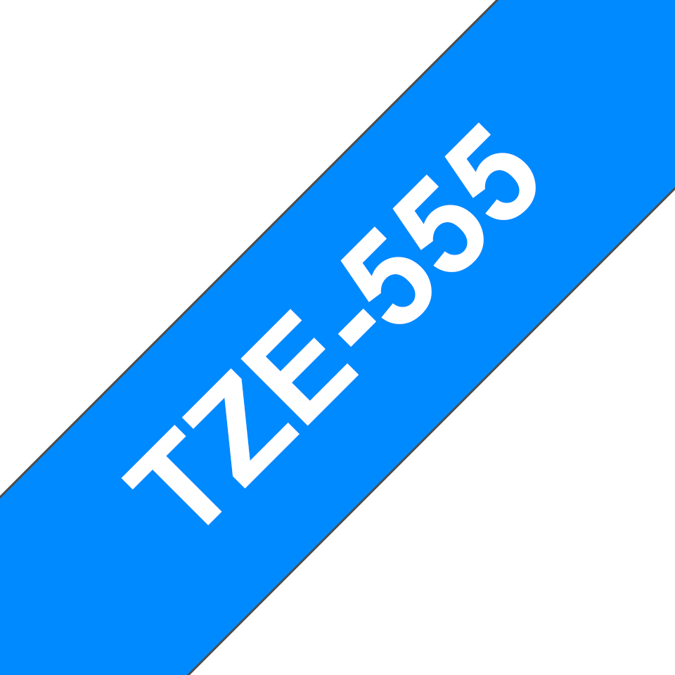 TechWarehouse TZe-555 Brother 24mm x 8m White on Blue Adhesive Laminated Tape Brother