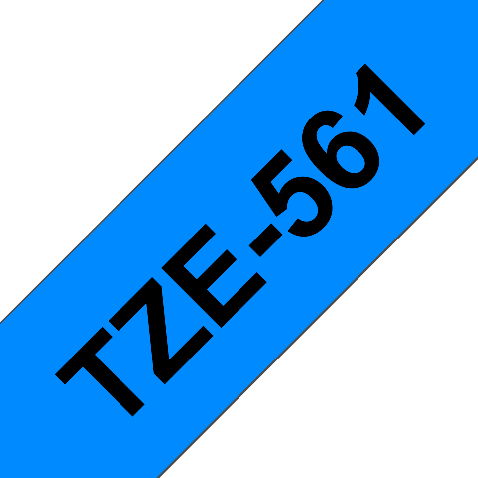 TZe-561 Brother 36mm x 8m Black on Blue Adhesive Laminated Tape