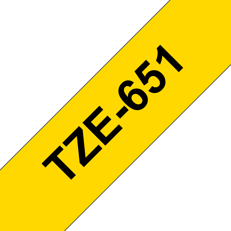 TechWarehouse TZe-651 Brother 24mm x 8m Black on Yellow Adhesive Laminated Tape Brother