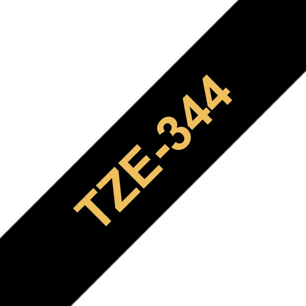 TechWarehouse TZe-344 Brother 18mm x 8 Gold on Black Adhesive Laminated Tape Brother