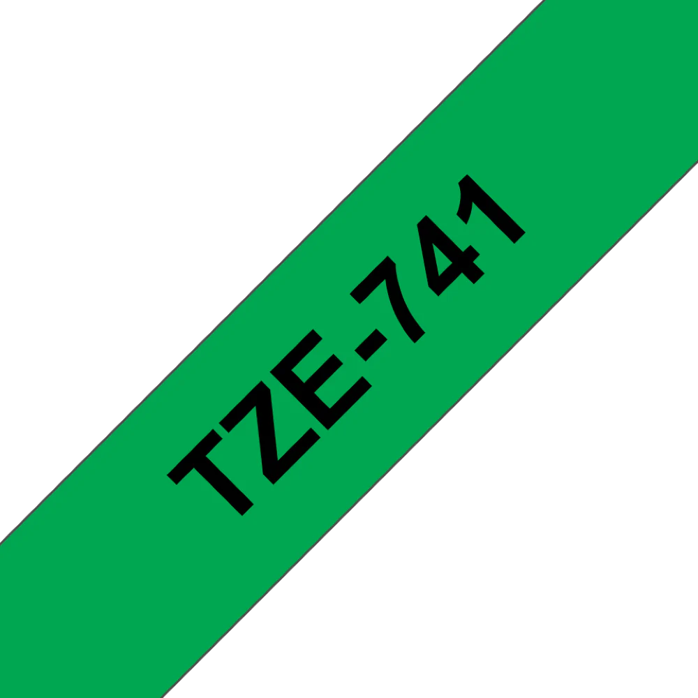 TechWarehouse TZe-741 Brother 18mm x 8m Black on Green Adhesive Laminated Tape Brother