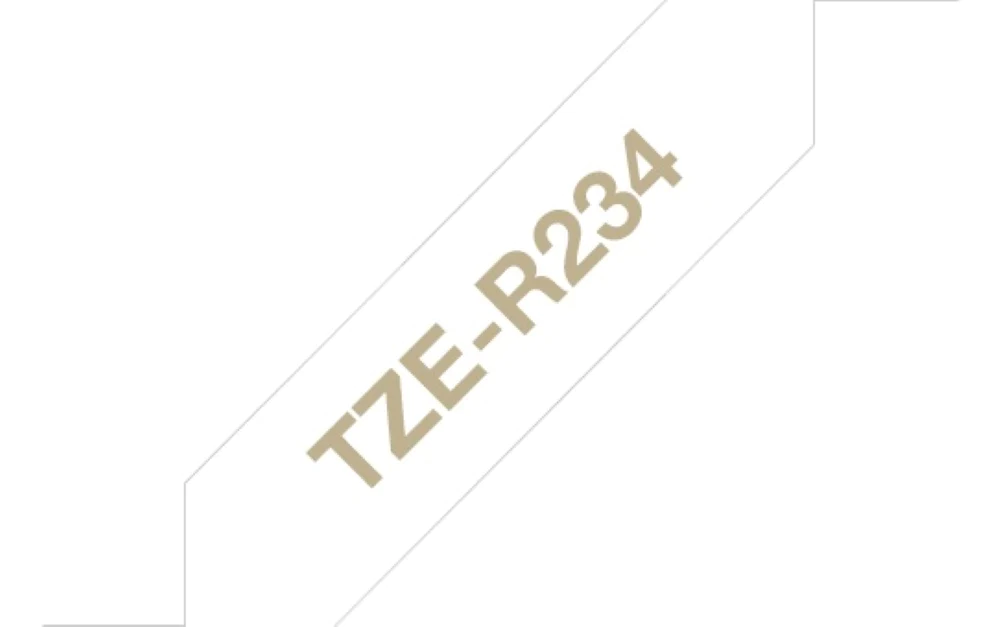 TechWarehouse TZe-R234 Brother 12mm x 4m Gold on White Ribbon Brother