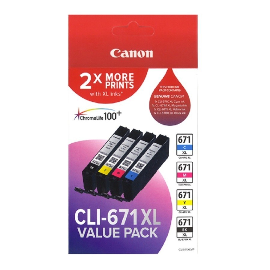 TechWarehouse CLI-671XLVP Canon Hi Capacity Value Pack Bk/C/M/Y Canon