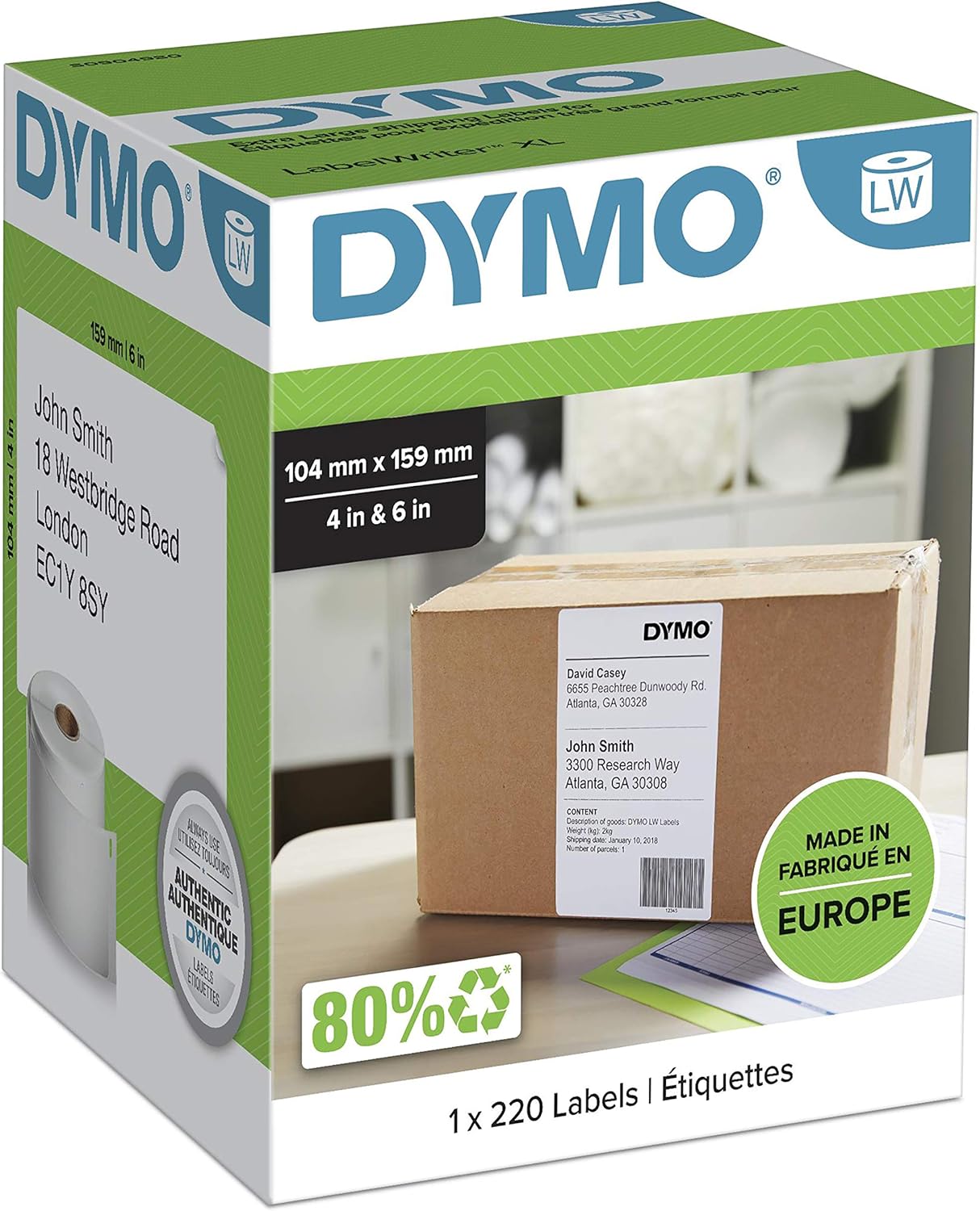 TechWarehouse S0904980 Dymo LW 104mm x 159mm XL Shipping Label Dymo