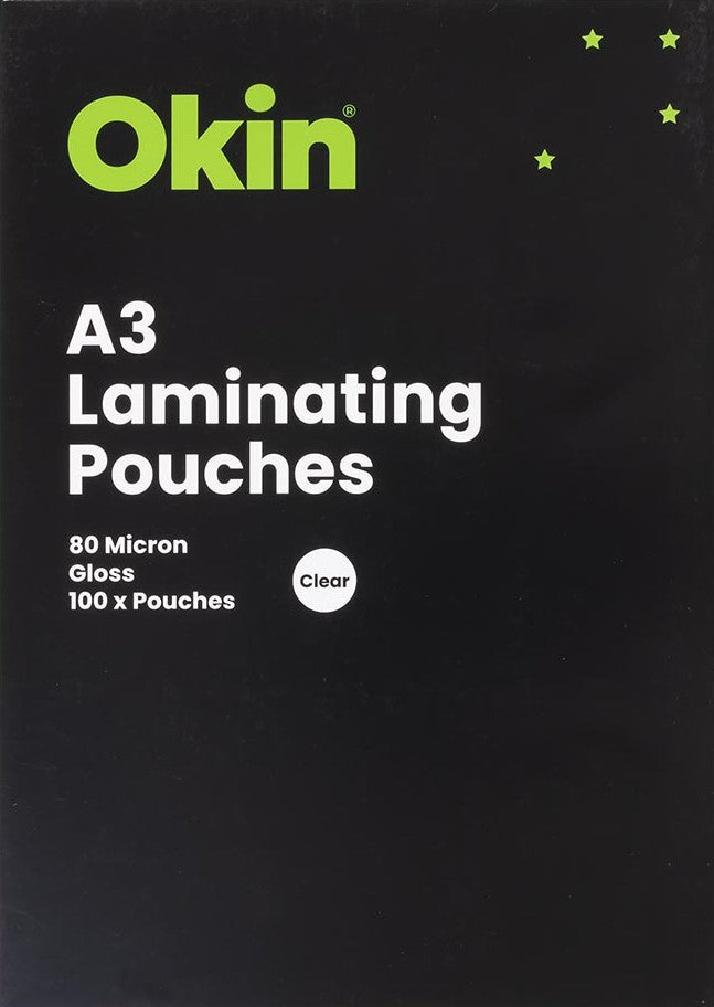 TechWarehouse Okin Laminating Pouches A3 80 Micron Pack - 100 Sheets Okin