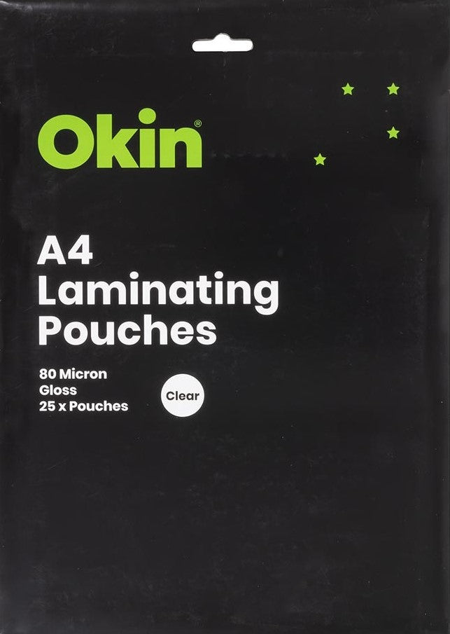 Okin Laminating Pouches A4 80 Micron Pack - 25 Sheets