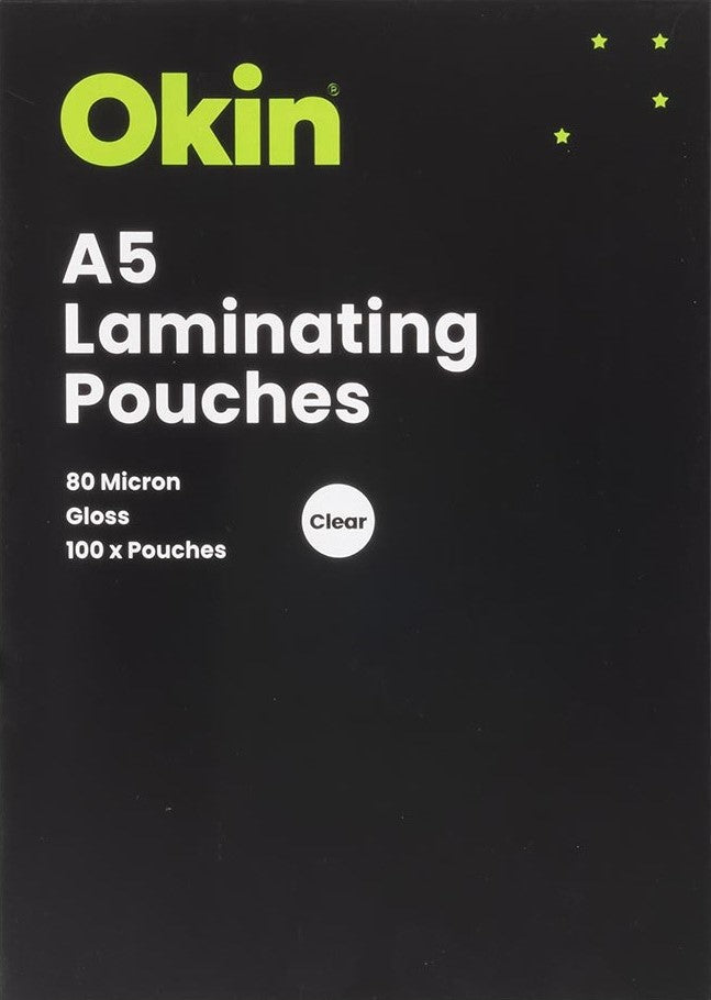 TechWarehouse Okin Laminating Pouches A5 80 Micron Pack - 100 Sheets Okin