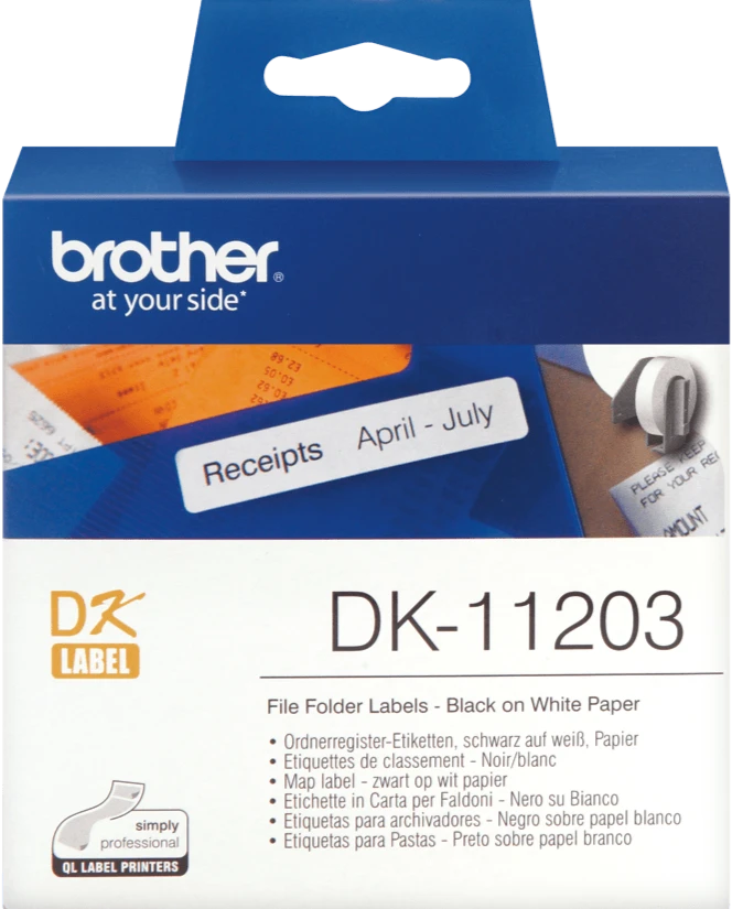 TechWarehouse DK11203 Brother 17mm x 87mm File Folder Labels 300 per roll Brother