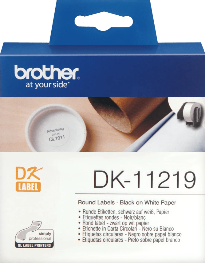 TechWarehouse DK11219 Brother 12mm Round Labels 1200 per roll Brother