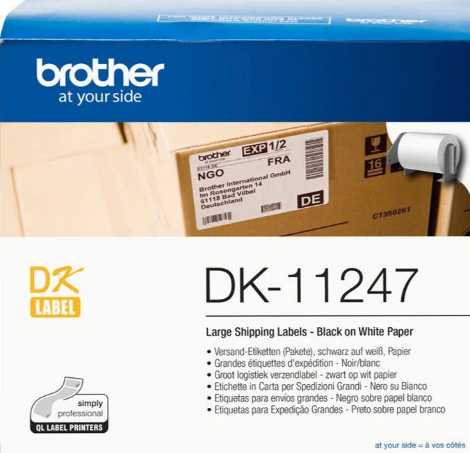 TechWarehouse DK11247 Brother 103mm x 164mm Large Shipping Labels 180 per roll Brother