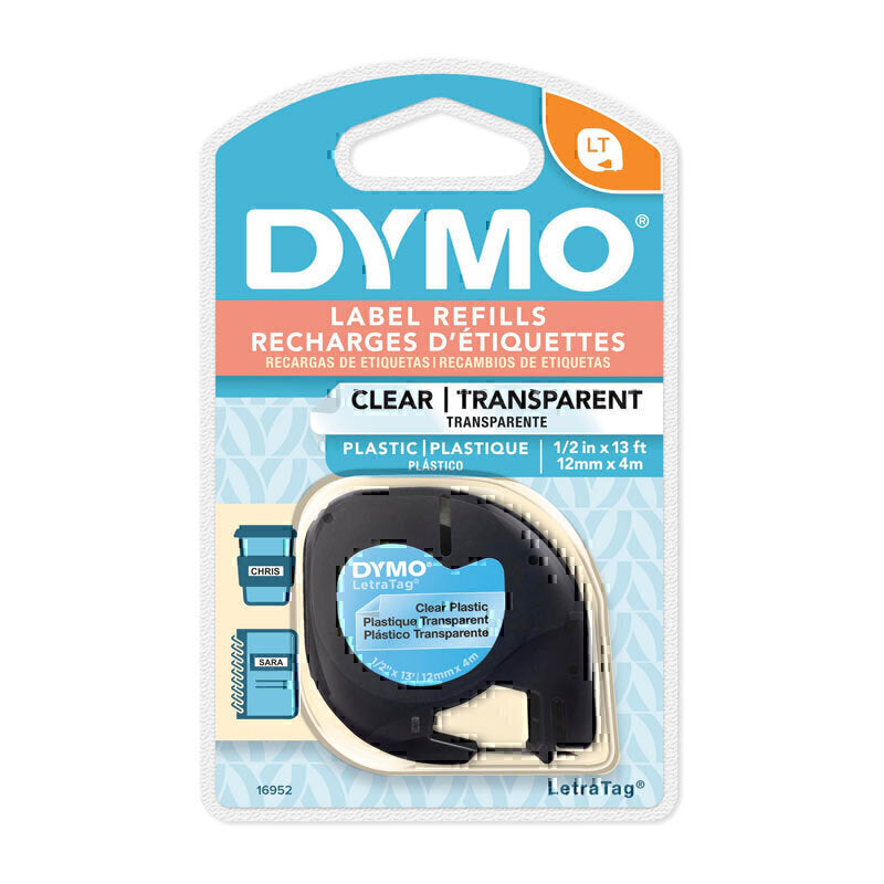 16952 Dymo 12mm LetraTag Plastic Tape Clear