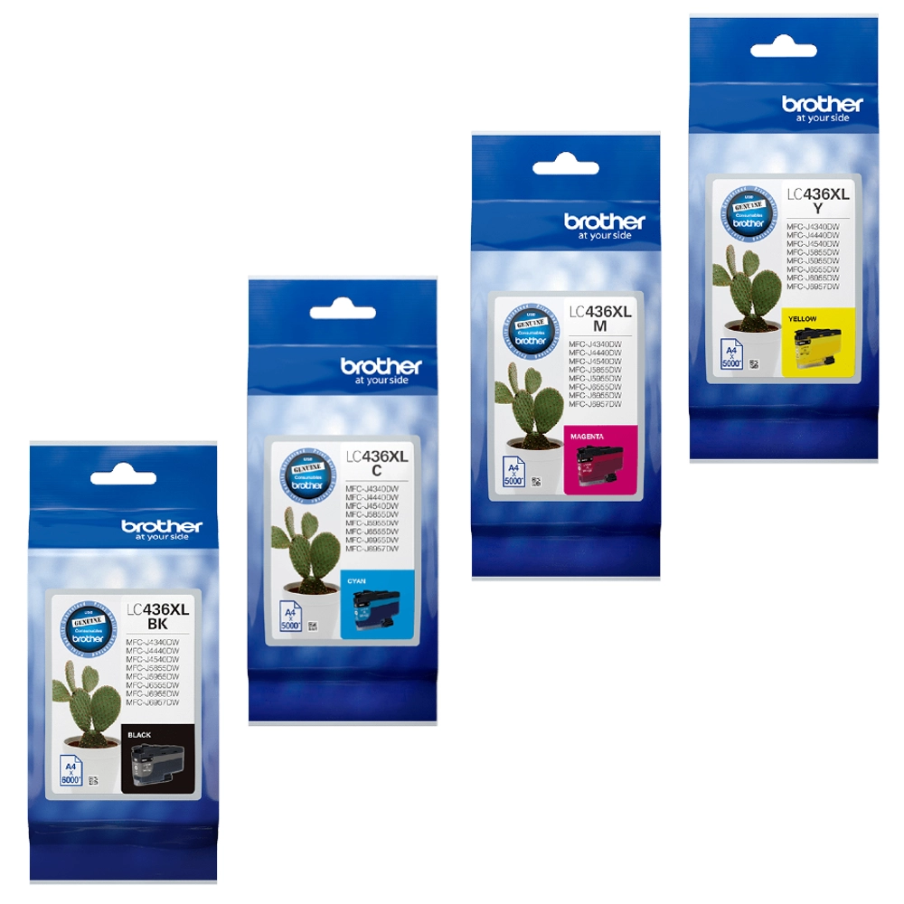 LC436XL Brother High Yield 4 Cartridge Value Pack - B/C/M&Y Ink Cartridges