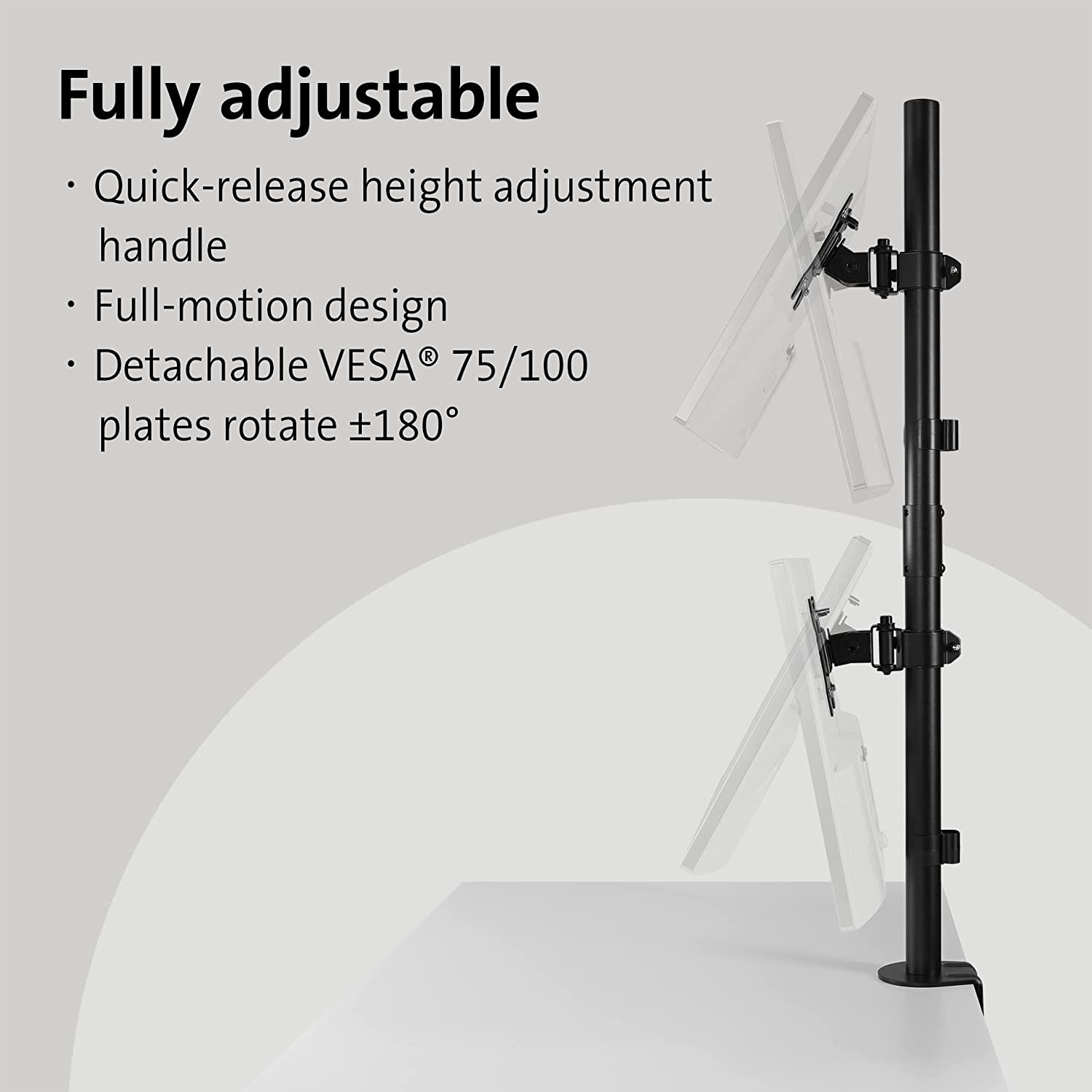 TechWarehouse Kensington Vertical Stacking Dual Monitor, VESA 75x75 & 100x100 Kensington