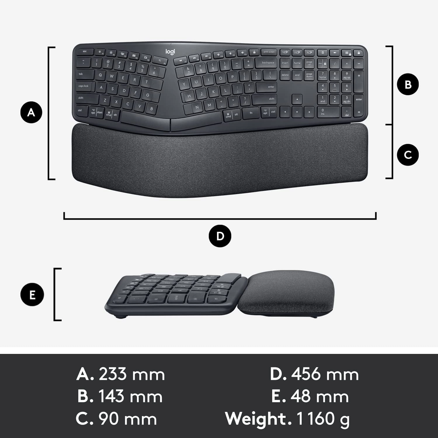 TechWarehouse Logitech K860 Ergonomic Wireless Keyboard Logitech