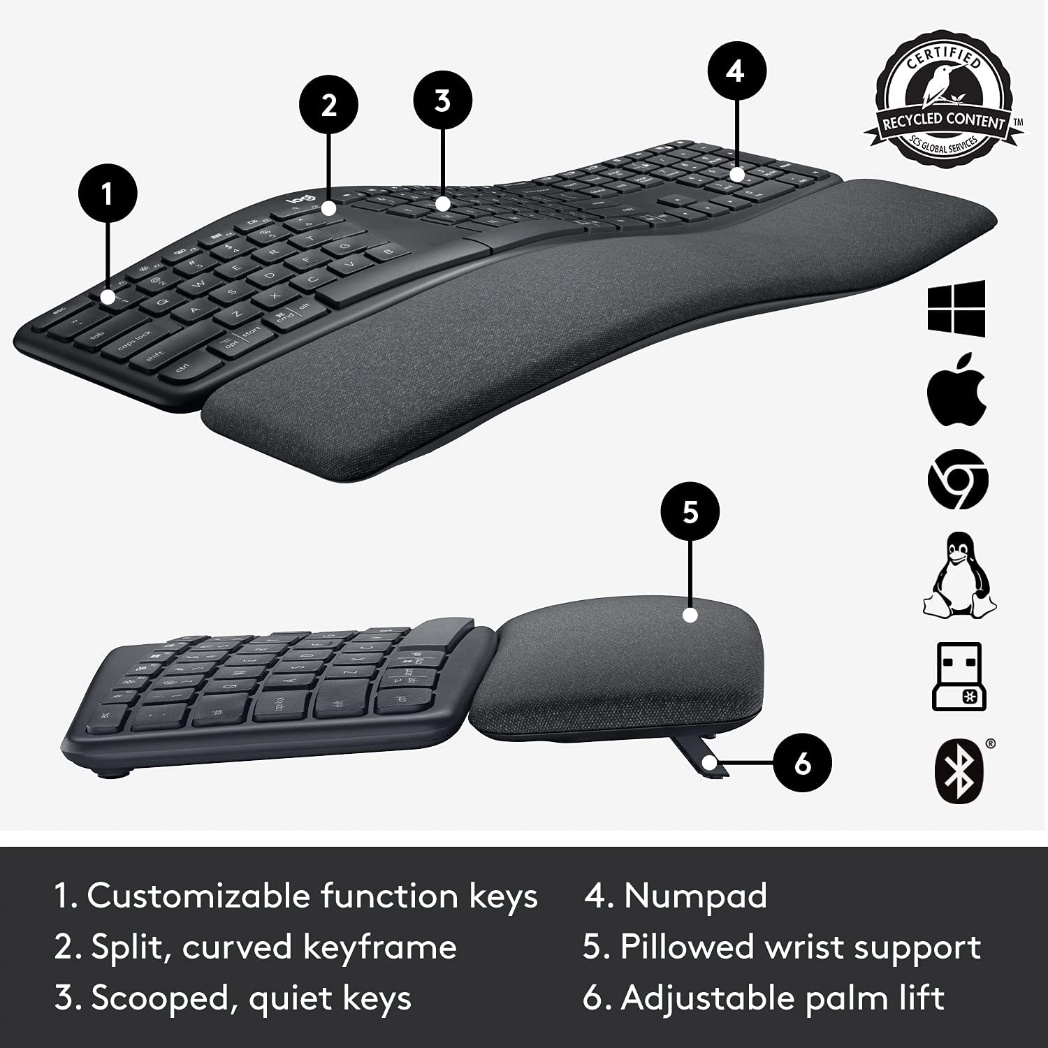 TechWarehouse Logitech K860 Ergonomic Wireless Keyboard Logitech