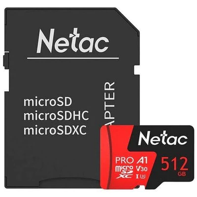 TechWarehouse Netac P500 Extreme Pro 512GB V30 UHS-I Micro SDXC Card w/ Adapter Netac