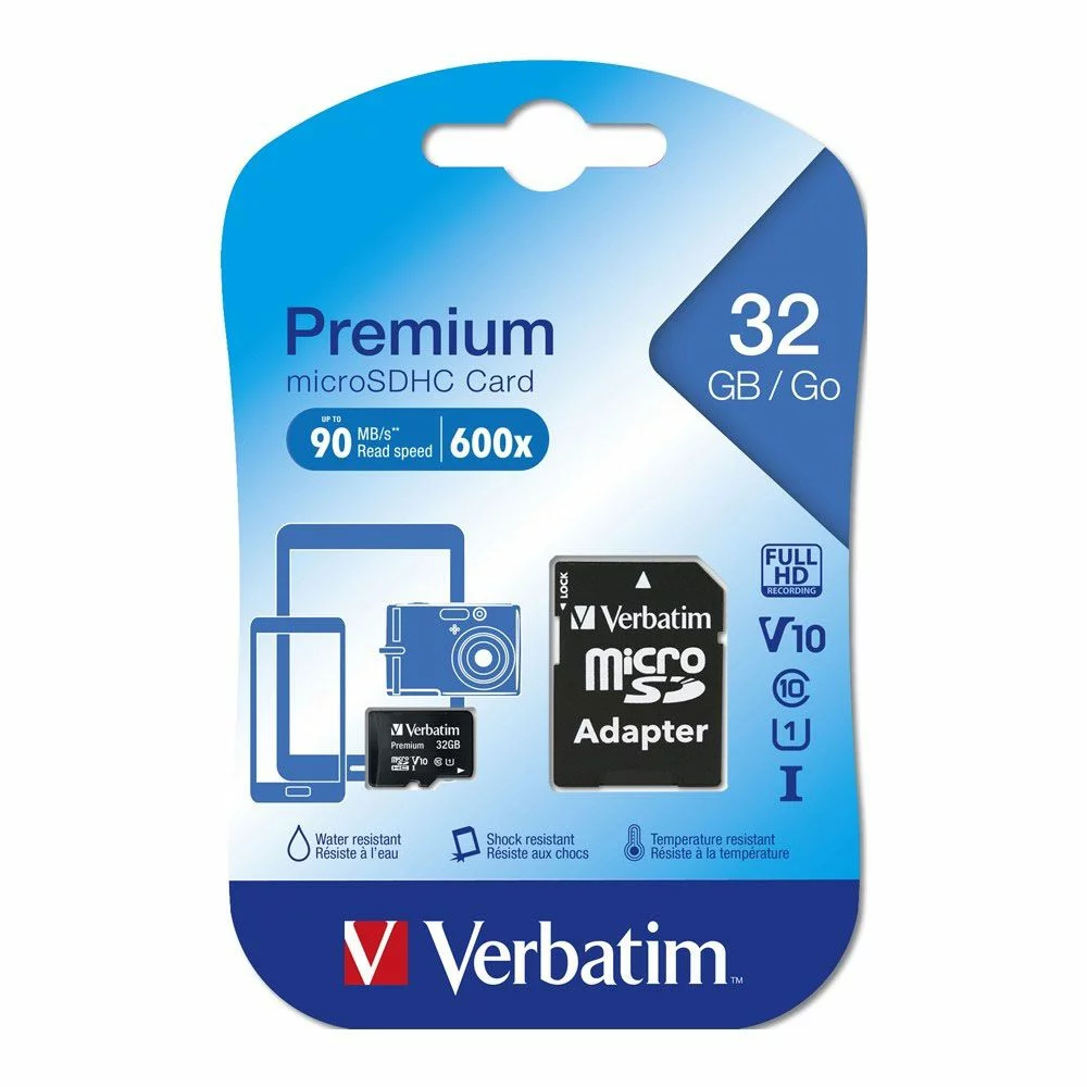 Verbatim Premium microSDHC Class 10 UHS-I Card 32GB with Adapter